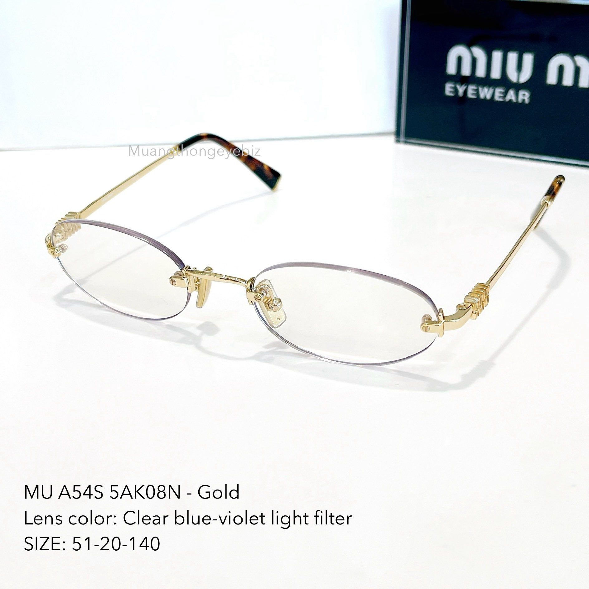 แว่นMiu Miu MU A54S 5AK08N (เลนส์บลูบล็อกกรองแสงสีฟ้า แสงUV)