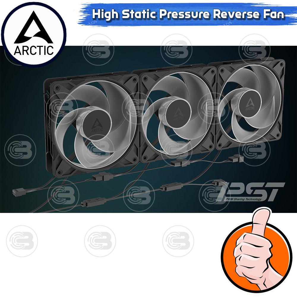 [CoolBlasterThai] ARCTIC P12 PRO REVERSE PST A-RGB BLACK (size 120 mm.) X3 Value Pack PC Fan Case ประกัน 6 ปี