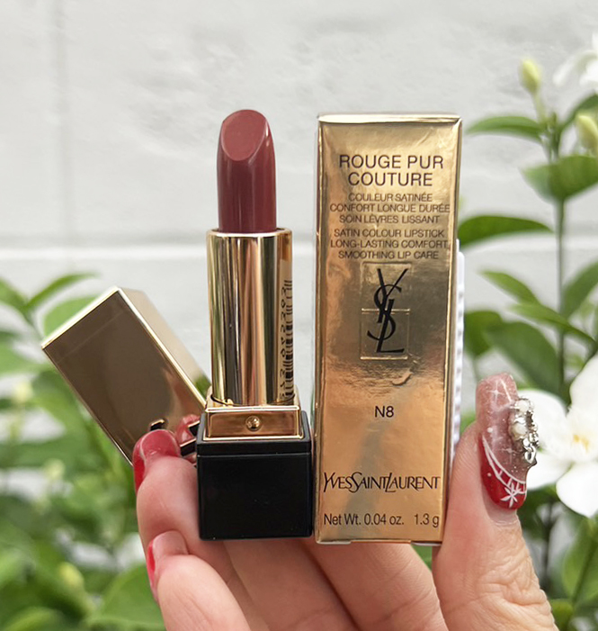 YSL Rouge Pur Couture Satin Lipstick 1.3g. สี N8 BLOUSE NU ลิปสติกเนื้อซาติน ของแท้ ขนาดทดลอง