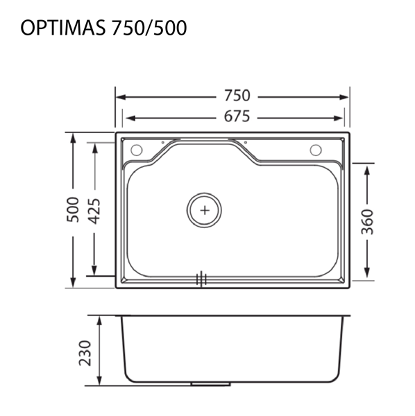 ชุดอ่างซิงค์หลุมเดี่ยว EVE รุ่น OPTIMUS ขนาด 750x500 มม (พร้อมก๊อกและอุปกรณ์)