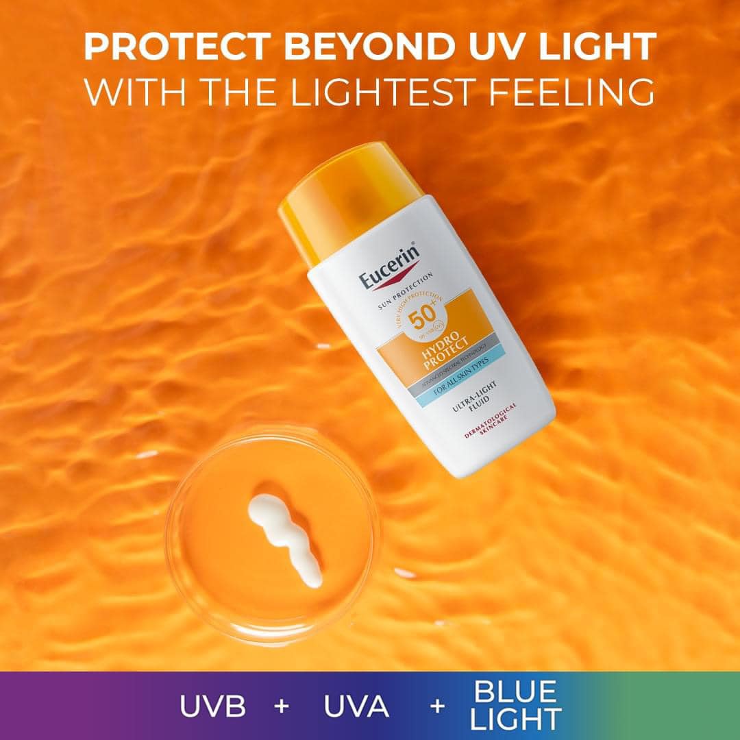 Eucerin Sun Hydro Protect Ultra Light Fluid SPF50+ 50ml. กันแดดเนื้อบางเบา ปรับผิวกระจ่างใส
