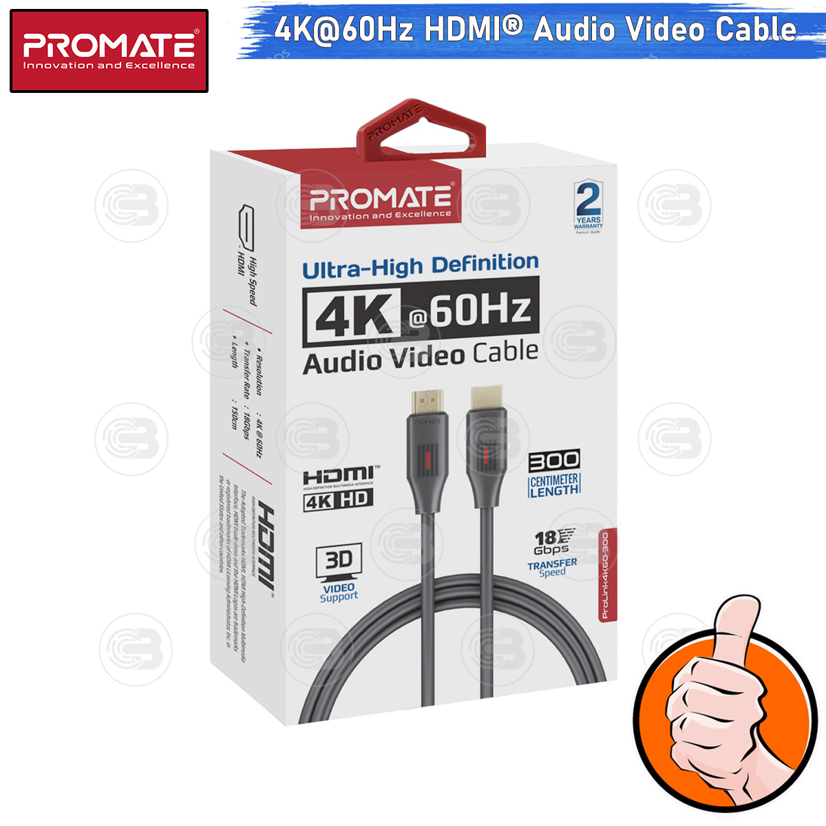 [CoolBlasterThai] PROMATE HDMI To HDMI 4K@60Hz 3.0M (PROLINK4K60-300) (2Y Warranty)