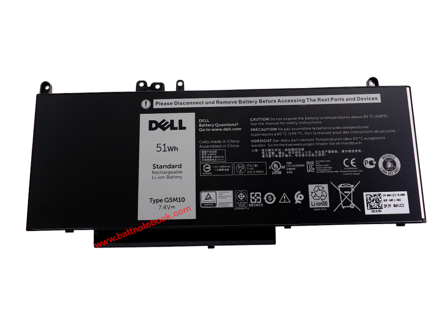Battery DELL Latitude E5450 51Whr G5M10 แบตเตอรี่โน๊ตบุ๊ค DELL Latitude E5450 แบตแท้ ตรงรุ่น ตรงสเปค รับประกันศูนย์ Dell Thailand ราคา พิเศษ