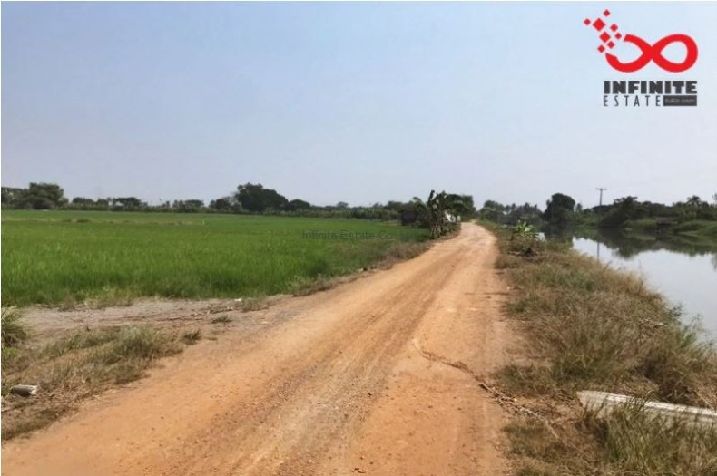 ขายที่ดินเปล่า ถ.เลียบคลองโยง ต.ลานตากฟ้า อ.นครชัยศรี นครปฐม ติดคลองชลประทาน / พื้นที่ 2-1-17 ไร่