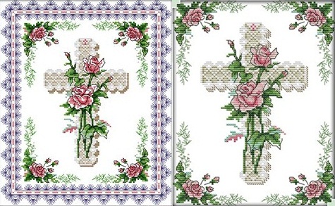 Rose&Cross (เดี่ยว/คู่)(ไม่พิมพ์/พิมพ์ลาย)