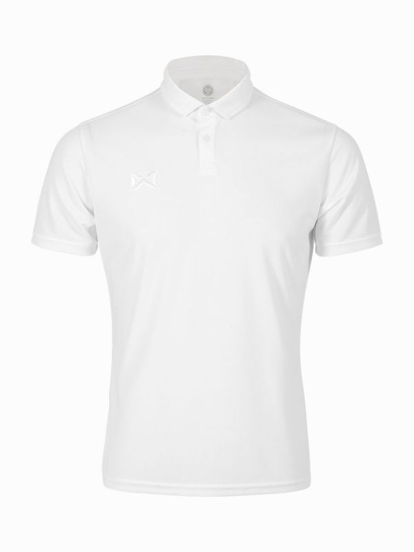 WARRIX PIN POLO Shirt เสื้อโปโล วอริกซ์ แขนสั่น ตัดต่อแบบไหล่ล้ำ สีขาว WW