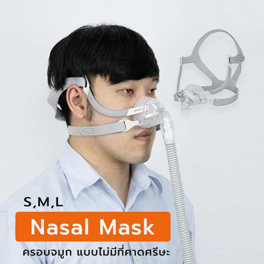 หน้ากากชนิดครอบจมูกสำหรับเครื่อง CPAP Bipap แบบไม่มีที่คาดศรีษะ (Yuwell Nasal Mask YN-03) มีขนาด S M L
