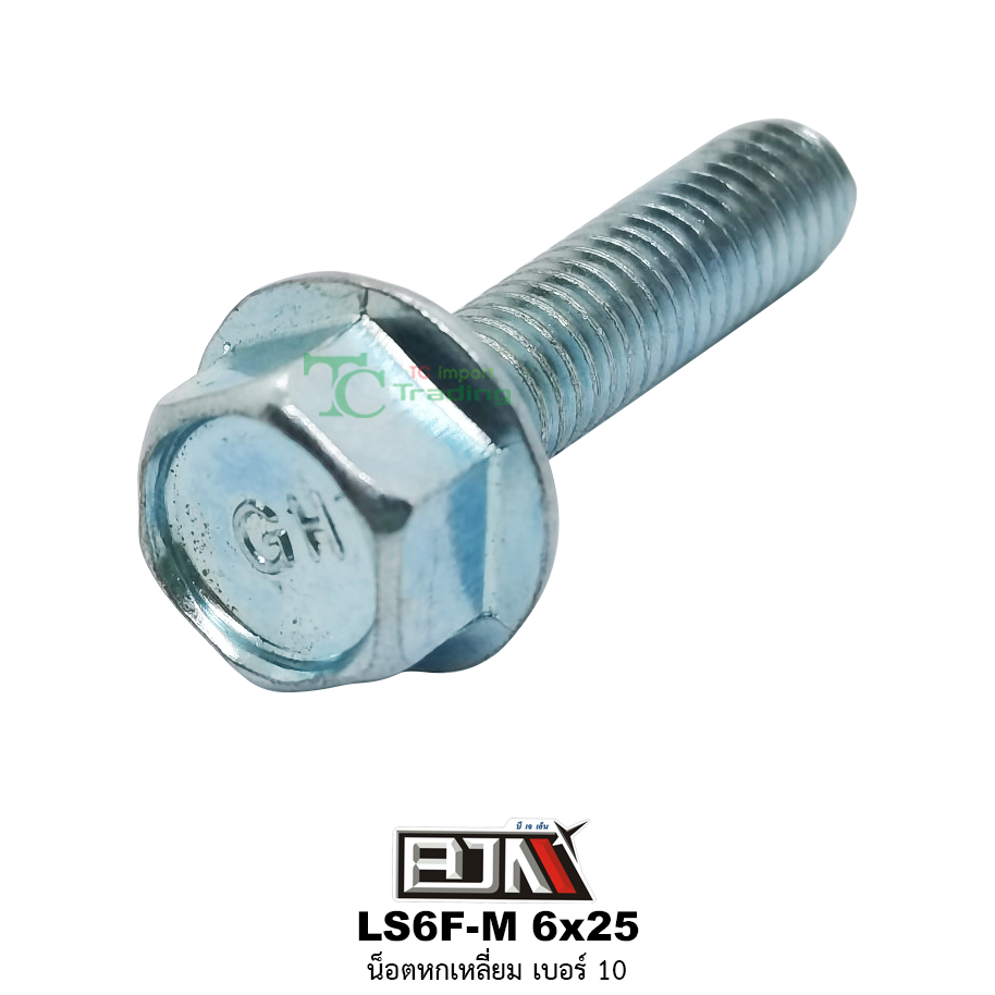 LS6F-M 6x25 น็อตหกเหลี่ยมเบอร์ 10 ( 1 ถุงมี 50 ตัว )