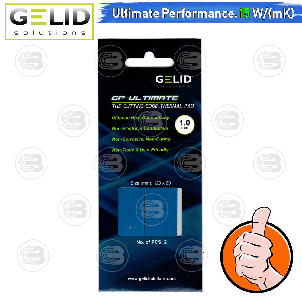 [CoolBlasterThai] GELID GP-ULTIMATE Thermal Pad (2 PCS) 120x20x1.0 mm./15.0 W/mK (TP-VP04-R-B)