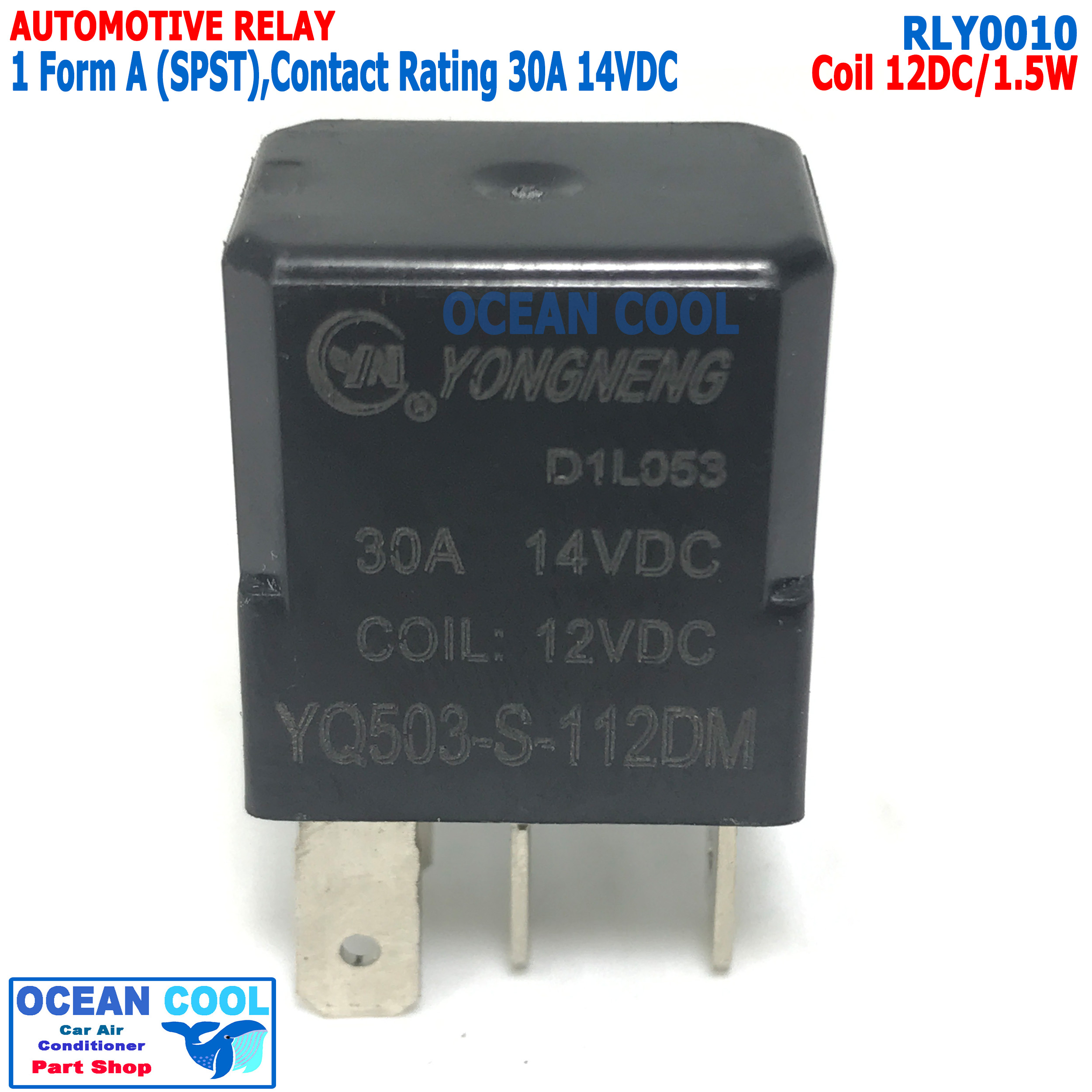 รีเลย์ 4 ขา 12v 30A ทนกระเเสสูง RLY0010 รีเลย์ สำหรับ รถยนต์โดยเฉพาะ AUTOMOTIVE RELAY SPST (1 Form A) YQ503-S-112DM Non-Latching Type