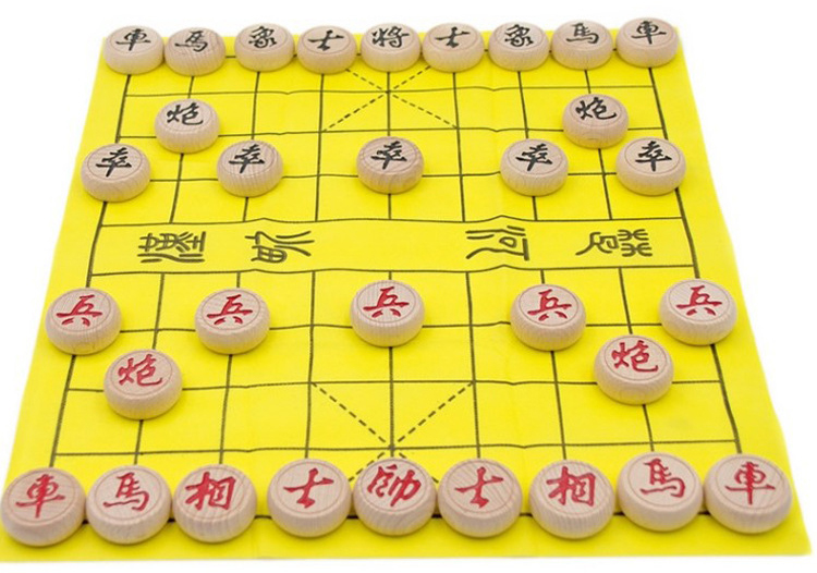 ตัวหมากรุกจีนไม้บีช Beech Wood Chinese Chess (รุ่น Black Dragon)