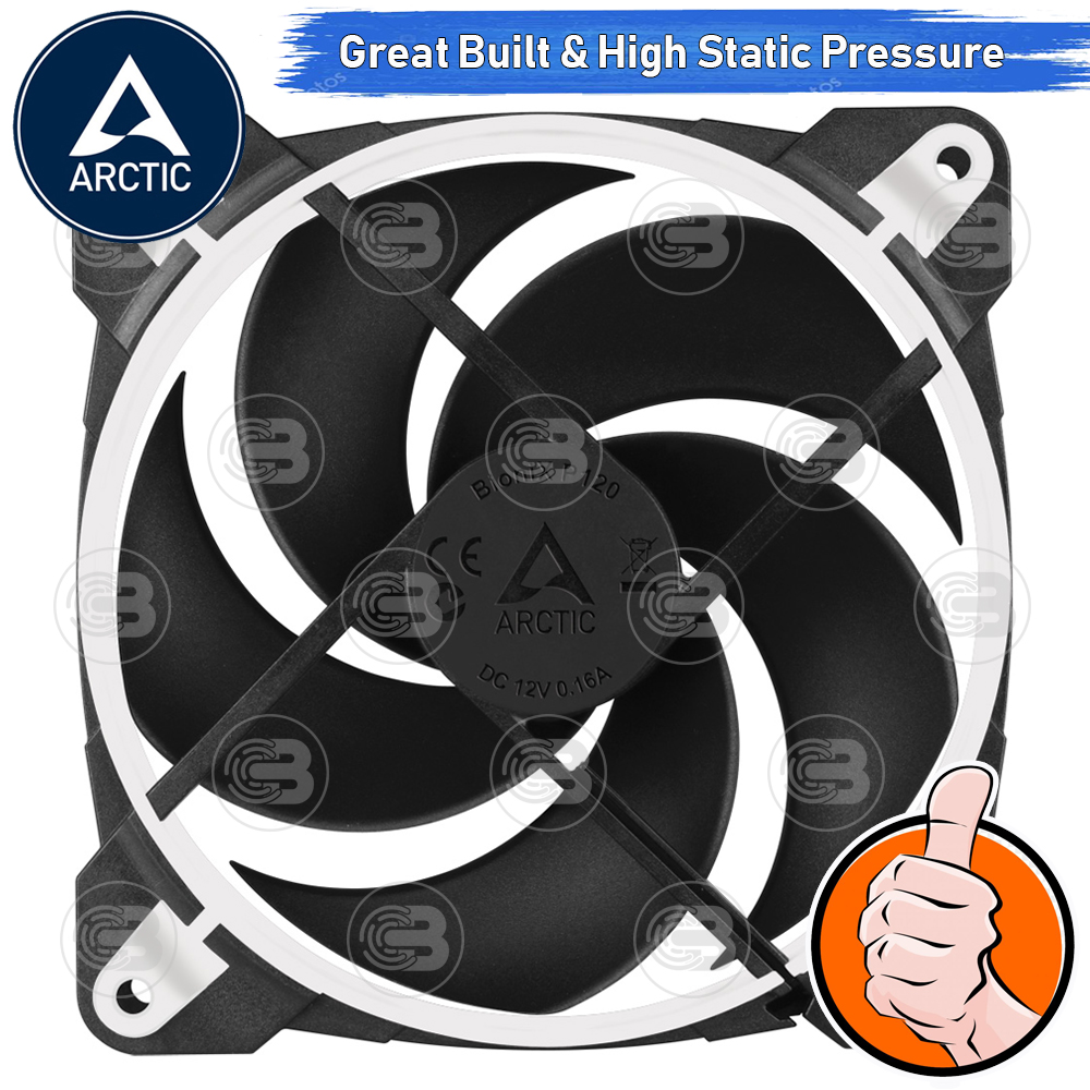 [CoolBlasterThai] ARCTIC BioniX P120 Black-White Pressure-optimised with PWM PST(size 120 mm.) PC Fan Case ประกัน 10 ปี