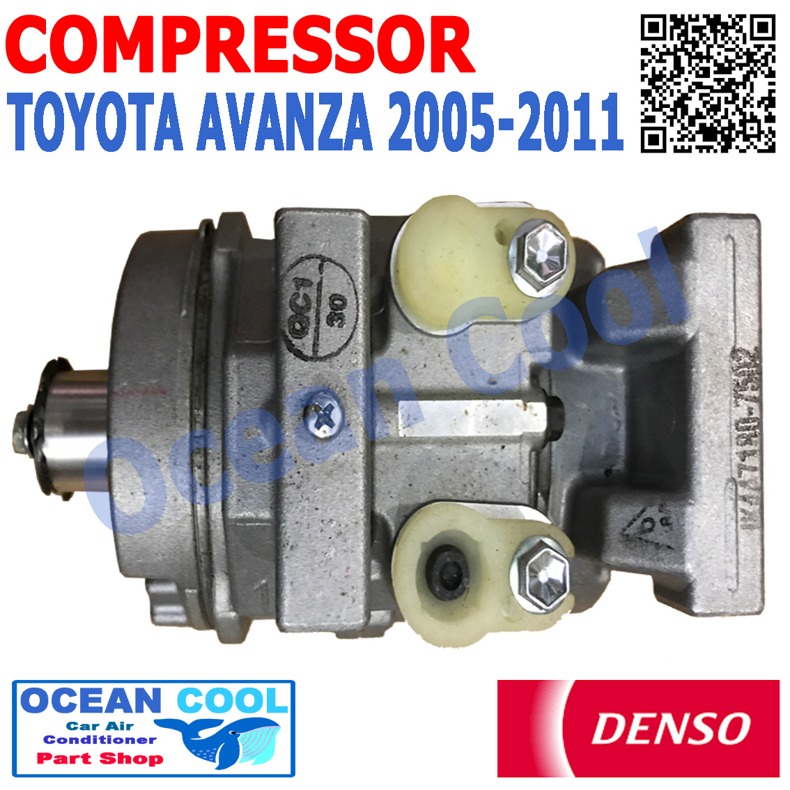 คอมเพรซเซอร์ อแวนซ่า 2005 - 2011 COM0050 DENSO รหัส JK447180-75024D COMPRESSOR TOYOTA AVANZA R134A คอมแอร์รถยนต์ คอม แอร์ คอมเพลสเซอร์ โตโยต้า อะแวนซ่า พ.ศ. 2548 ถึง 2554 อะไหล่ แอร์ รถยนต์