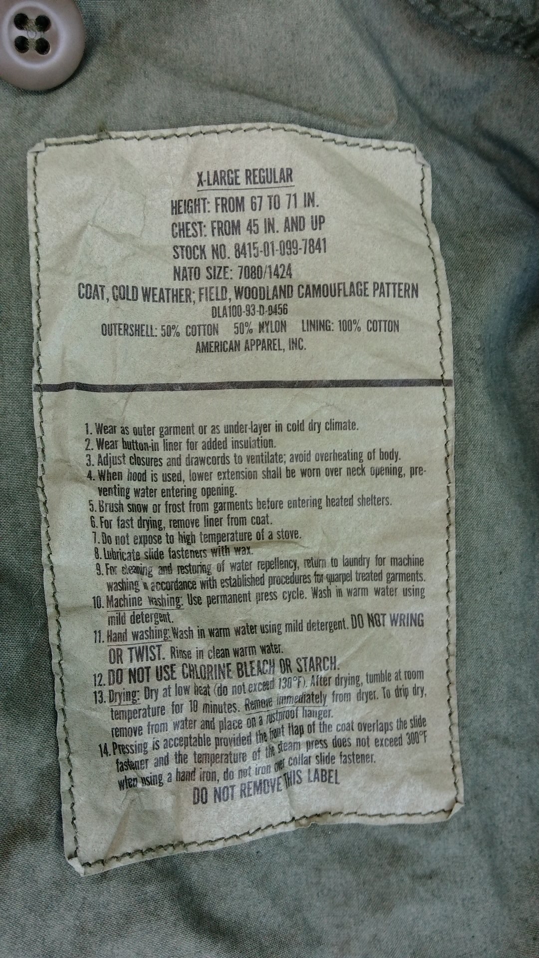 เสื้อทหาร M65 X-large regular