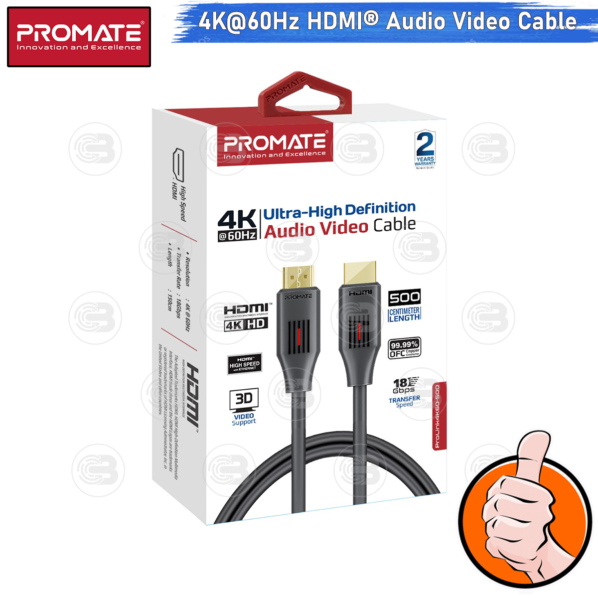 [CoolBlasterThai] PROMATE HDMI To HDMI 4K@60Hz 10M (PROLINK4K60-10M) (2Y Warranty)