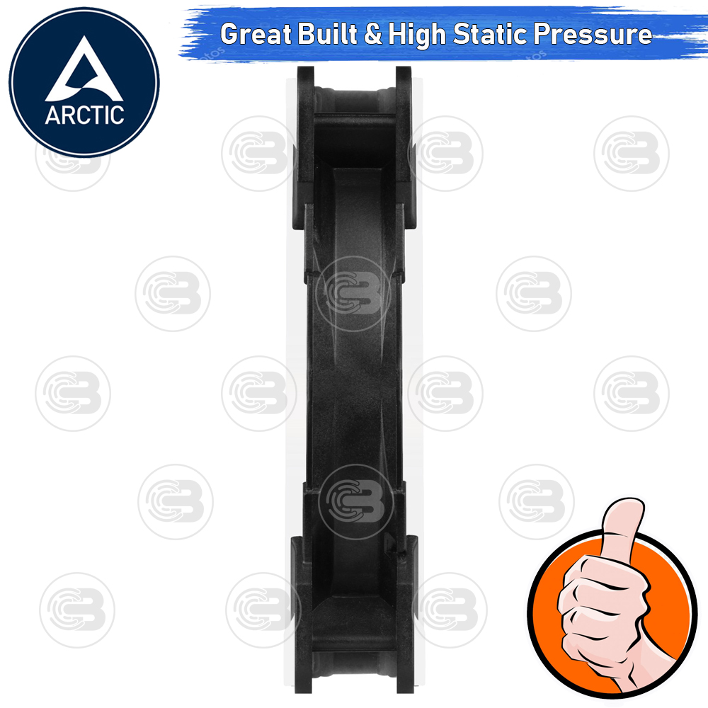 [CoolBlasterThai] ARCTIC BioniX P120 Black-White Pressure-optimised with PWM PST(size 120 mm.) PC Fan Case ประกัน 10 ปี