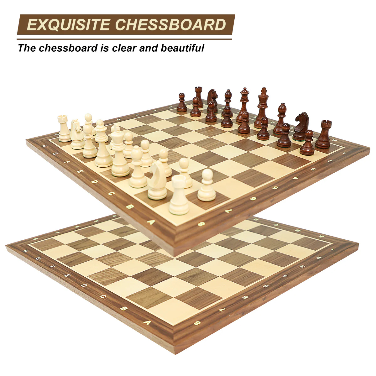 21" Walnut & Maple Wooden Chess Board กระดานหมากรุกสากลไม้Walnut