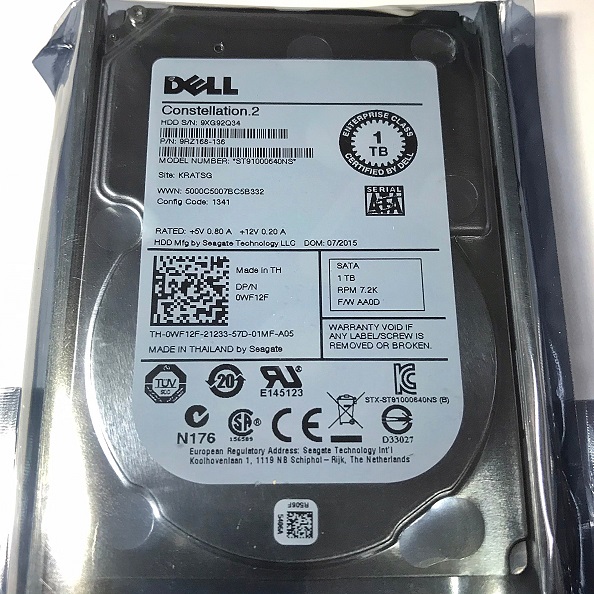 REF, Dell 0WF12F [TorCompTH - ขาย จำหน่าย ราคา] Dell 1TB 7.2K 6G SATA 2.5IN HDD 9RZ168-136 / ST91000640NS for R620 R720