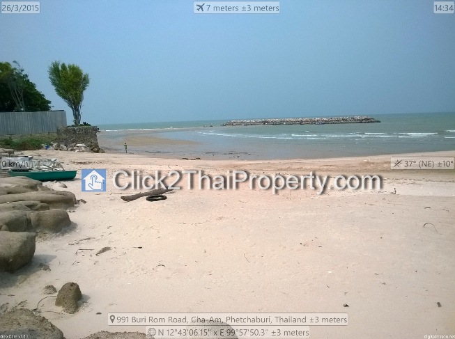ขายที่ดินติดทะเลหาดชะอำ อ.ชะอำ จ.เพชรบุรี 5 ไร่ 2 งาน., Front Beach Land for Sale : Cha-Am Beach, Petchaburi Province, Thailand
