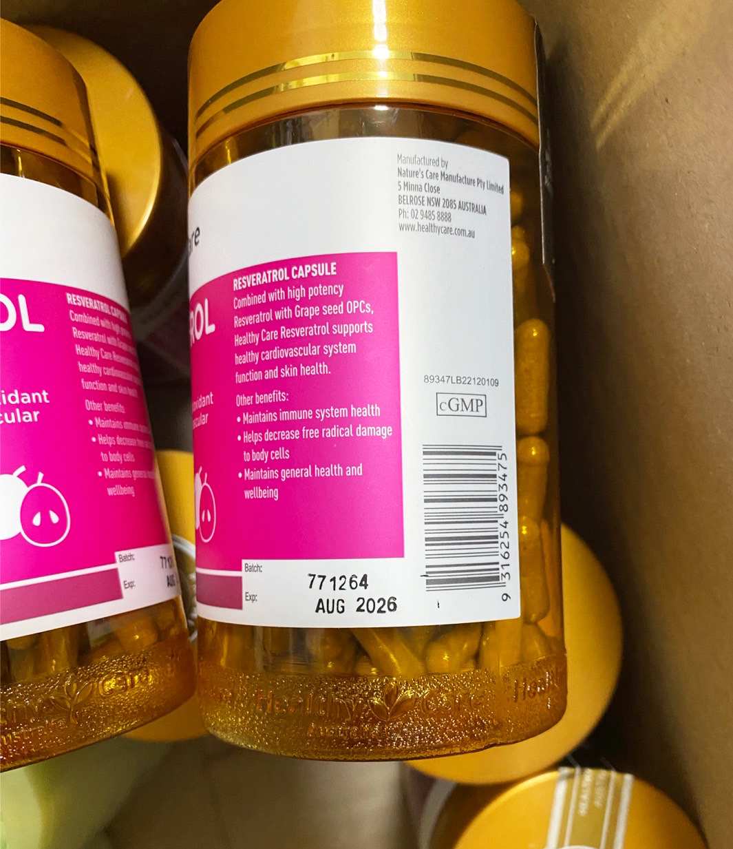 อาหารเสริมบำรุงผิว Healthy Care Resveratrol 180 แคปซูล