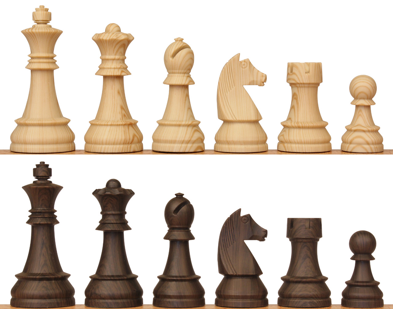 3 3/4" German Knight (Euro) Series Chess Pieces - Wood Grain ตัวหมากรุกสากลเจอร์มันไนท์ยูโร(ลายไม้)