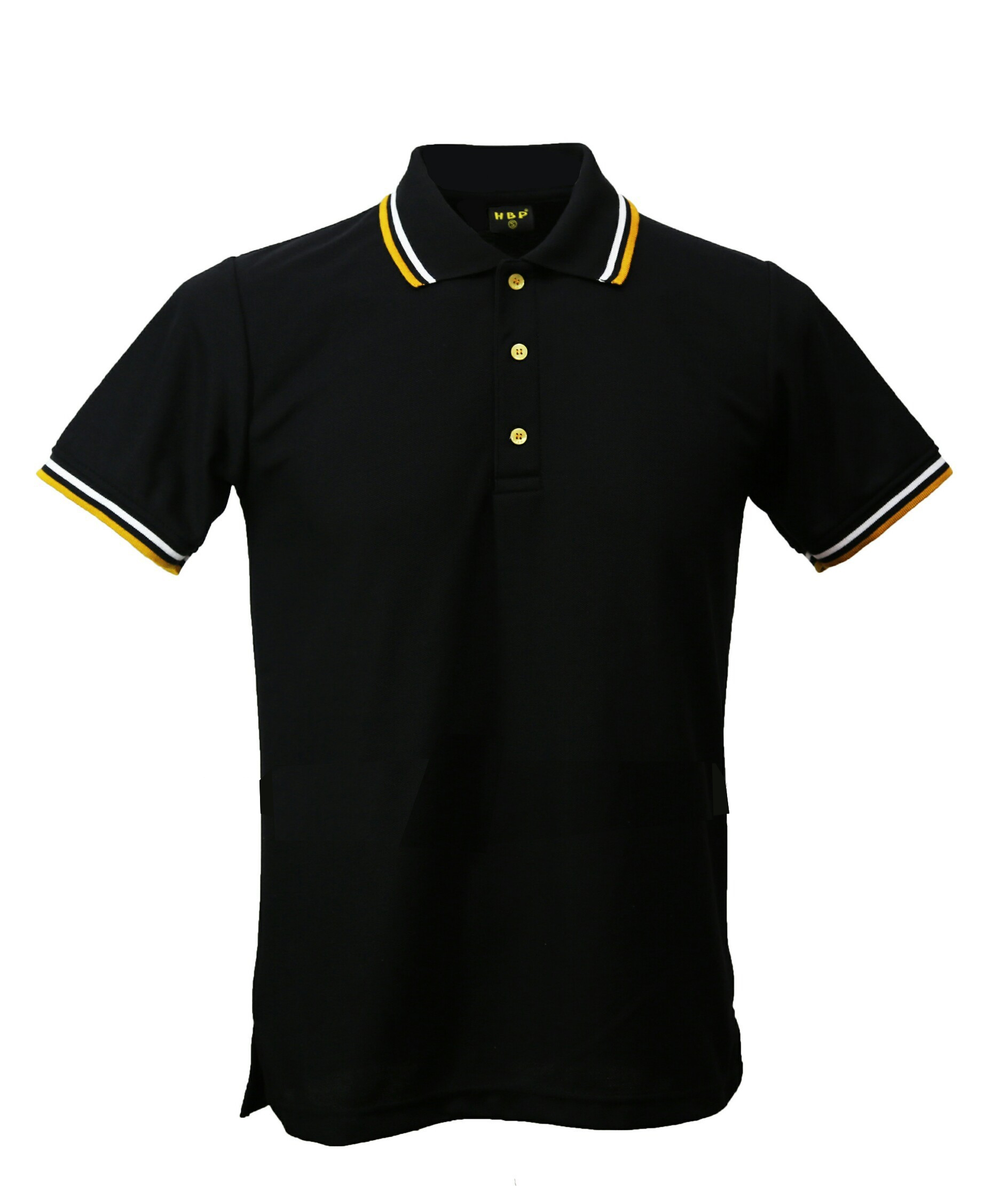 HBP POLO เสื้อโปโล เสื้อคอปก สีดำขลิบทองขาว มีทั่งทรงชาย-หญิง