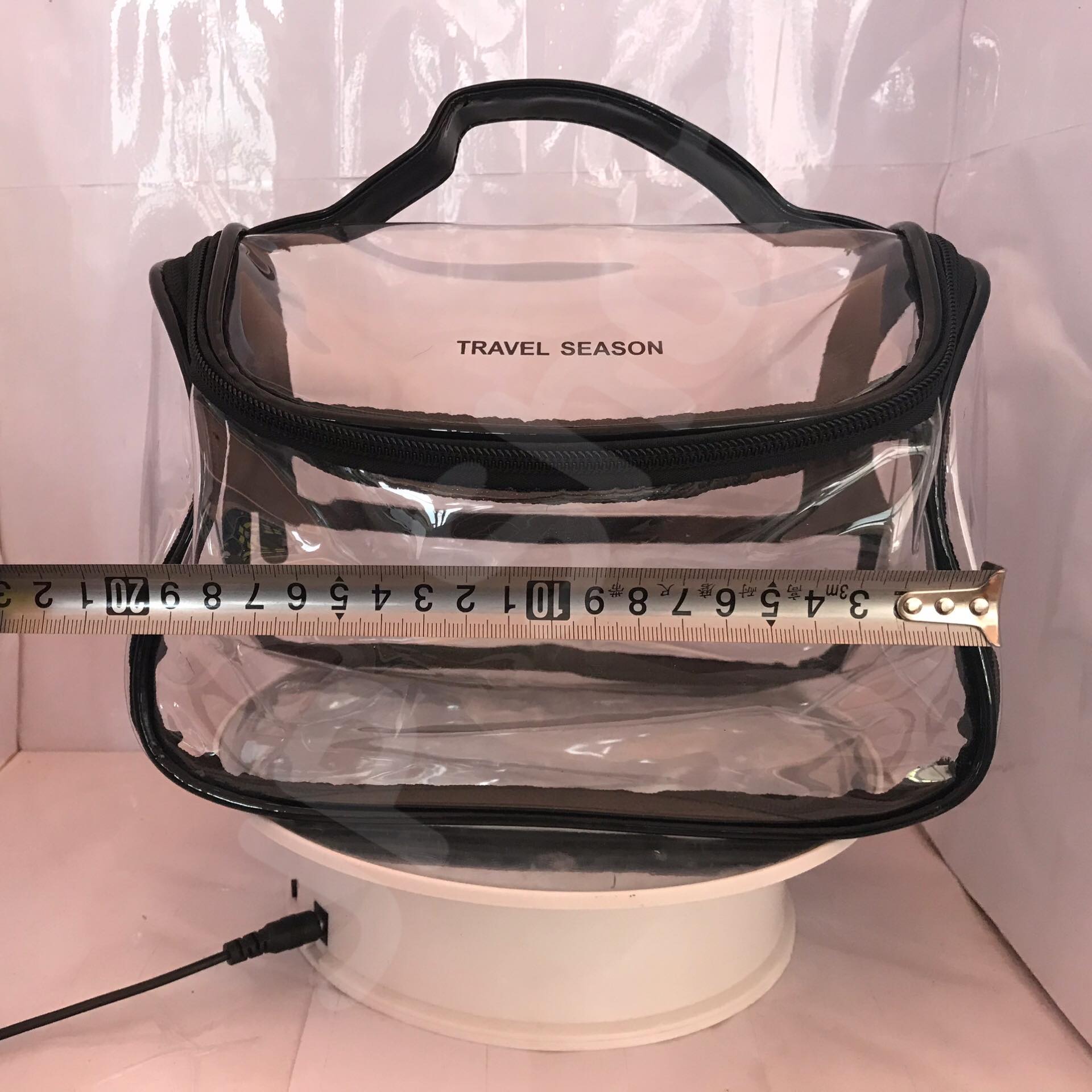 กระเป๋าใส่เครื่องสำอาง รุ่นพกพา สีดำ โปร่งใส ราคา/1 ใบ #00118