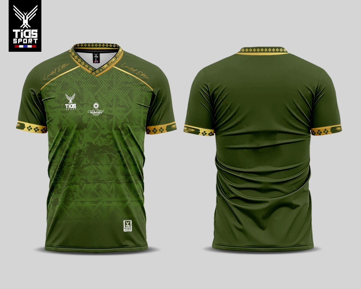 TIDS SPORT เสื้อกีฬา เสื้อพิมพ์ลาย T01 LIMITED EDITION สีเขียวอาร์มี่