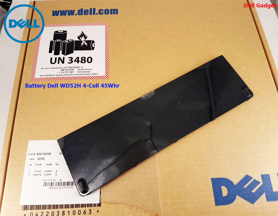 Battery Dell Latitude E7240 4-Cell, 45Wh แบตเตอรี่ WD52H ของแท้รับประกันศูนย์ Dell Thailand On-site Service