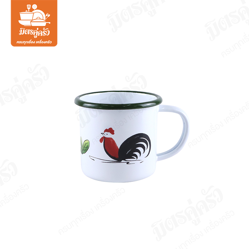 แก้วน้ำเคลือบ พรีเมี่ยม 9 ซม. (ลายไก่ลำปาง) - ตรากระต่าย