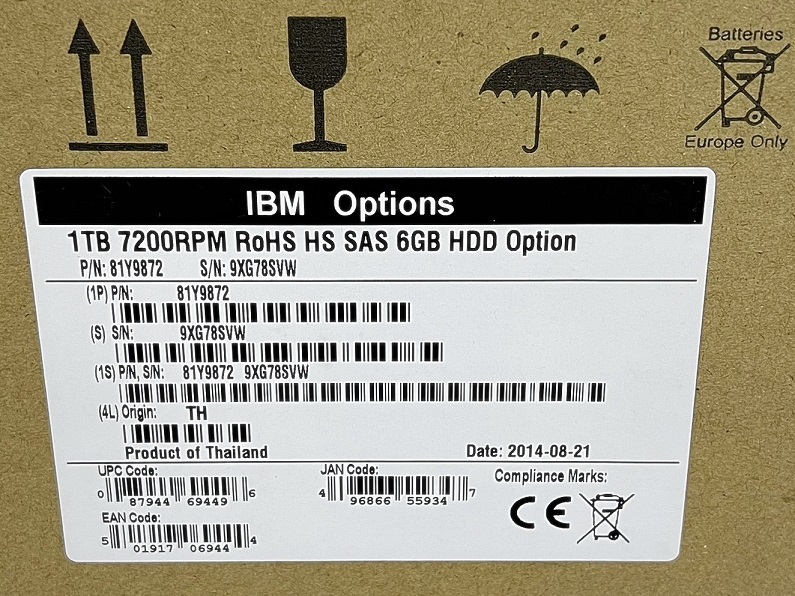 IBM 81Y9872, 81Y9875 [TorCompTH Thailand ขาย จำหน่าย ราคา] IBM 1TB 7.2K 6G NL SAS 2.5IN H/S HDD DS3524, EXP3524