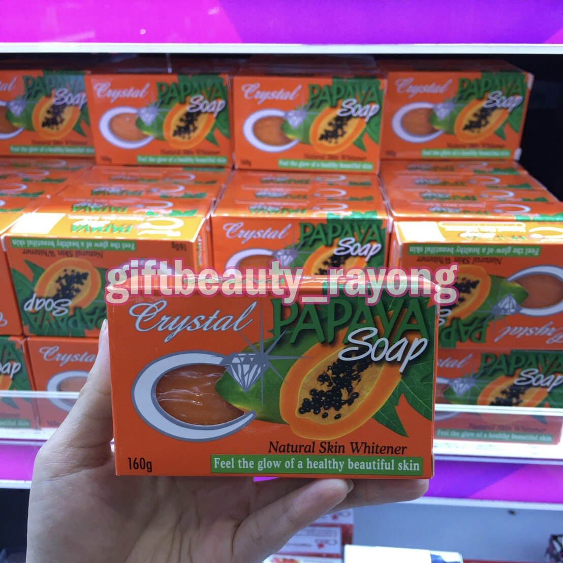 แท้พร้อมส่ง‣ Crystal Papaya Soap สบู่มะละกอ คริสตัล สบู่ตราเพชร