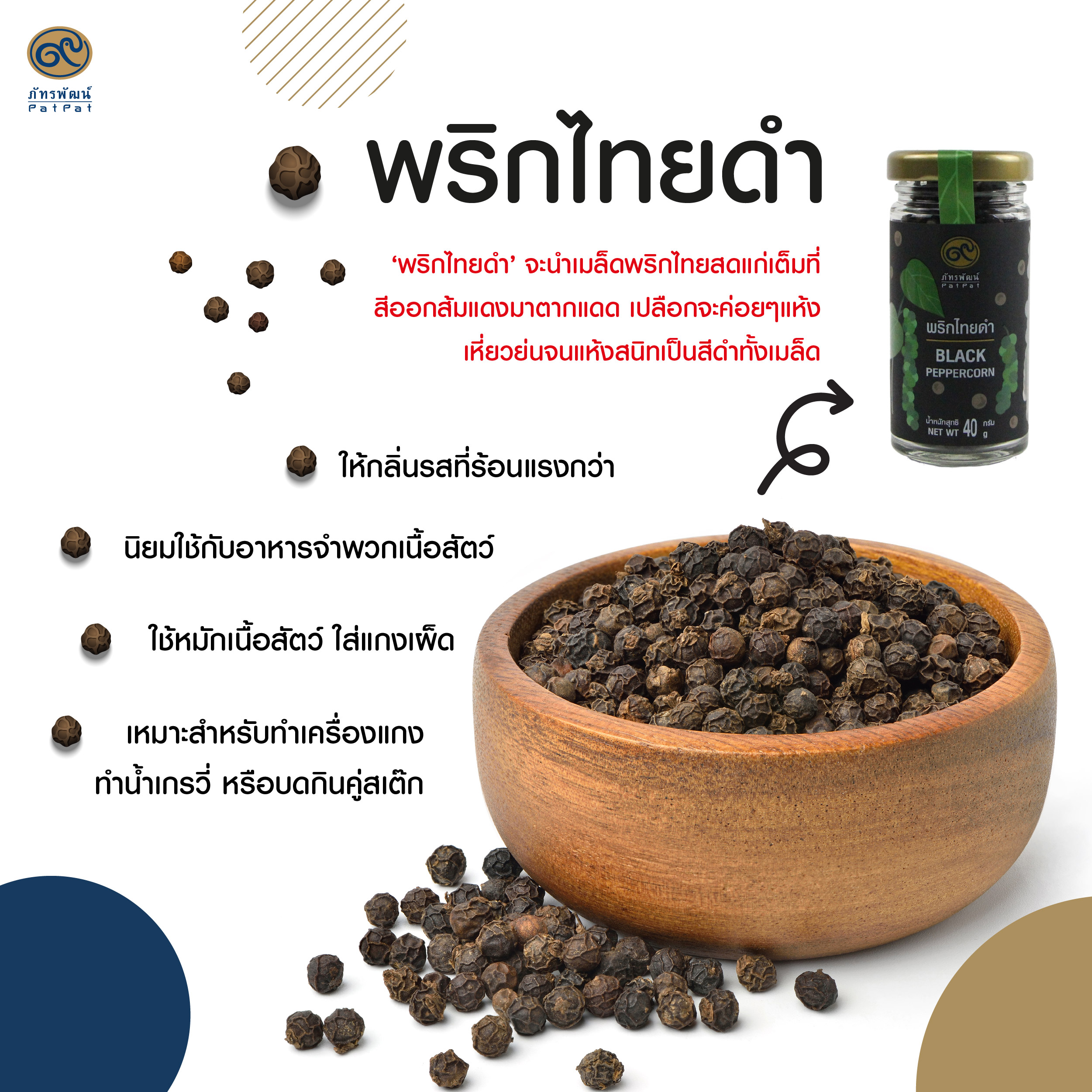 พริกไทยดำ ขนาด 40 กรัม (BLACK PEPPER)