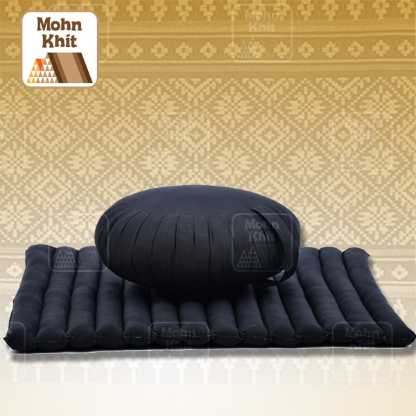 Set หมอนกลมเสื่อระนาดผ้าสีพื้นโยคะ//Dimension round Zafu seat pillow Mattress 69 x 78 x 4.5 cm