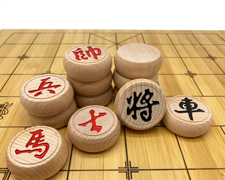 ตัวหมากรุกจีนไม้บีช Beech Wood Chinese Chess (รุ่น Black Dragon)