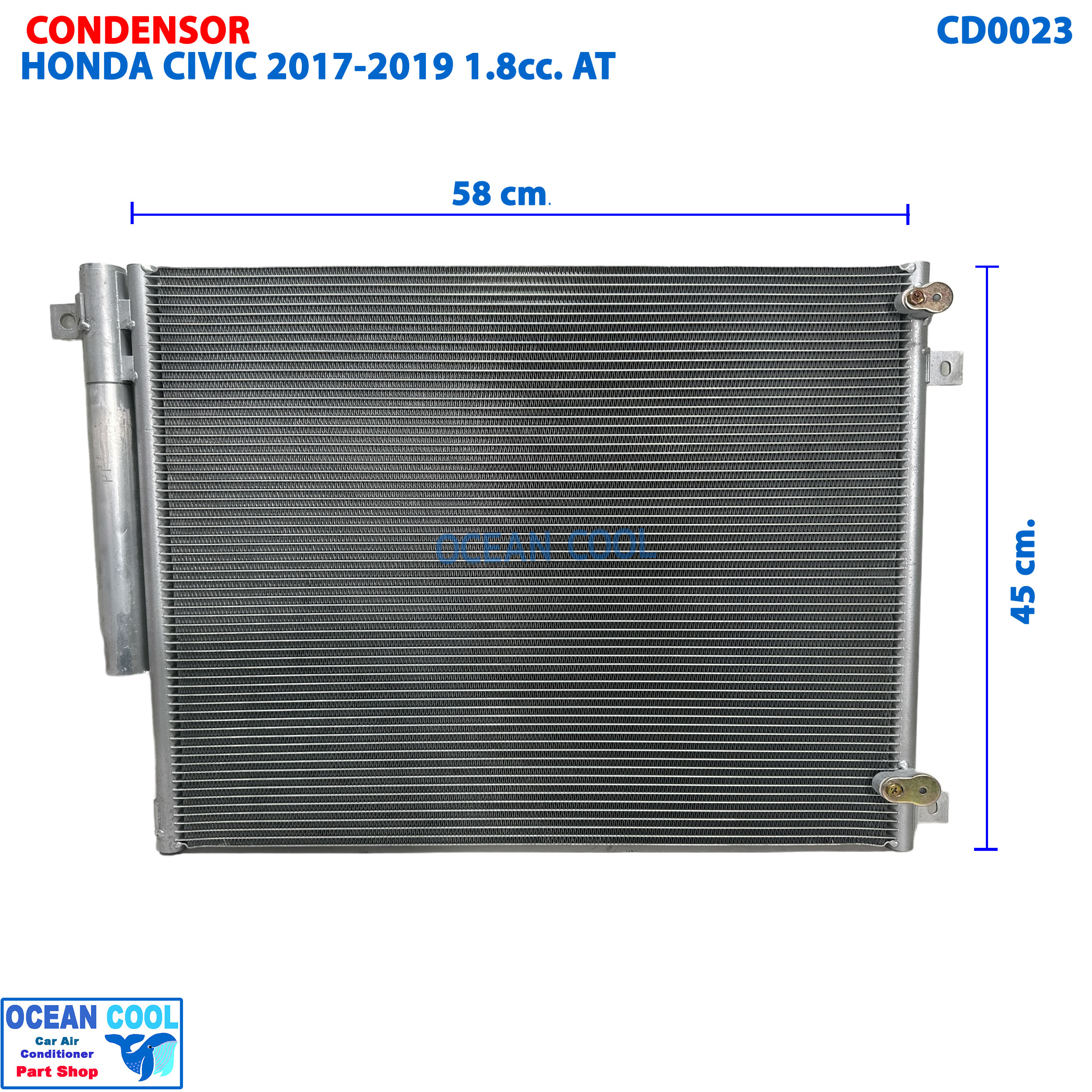 แผงแอร์ ฮอนด้า ซีวิค 2017 -2019 เครื่อง 1.8 ออโต้ คอนเดนเซอร์ (แผงคอยล์ร้อน) PACO CONDENSER honda civic auto CD0023