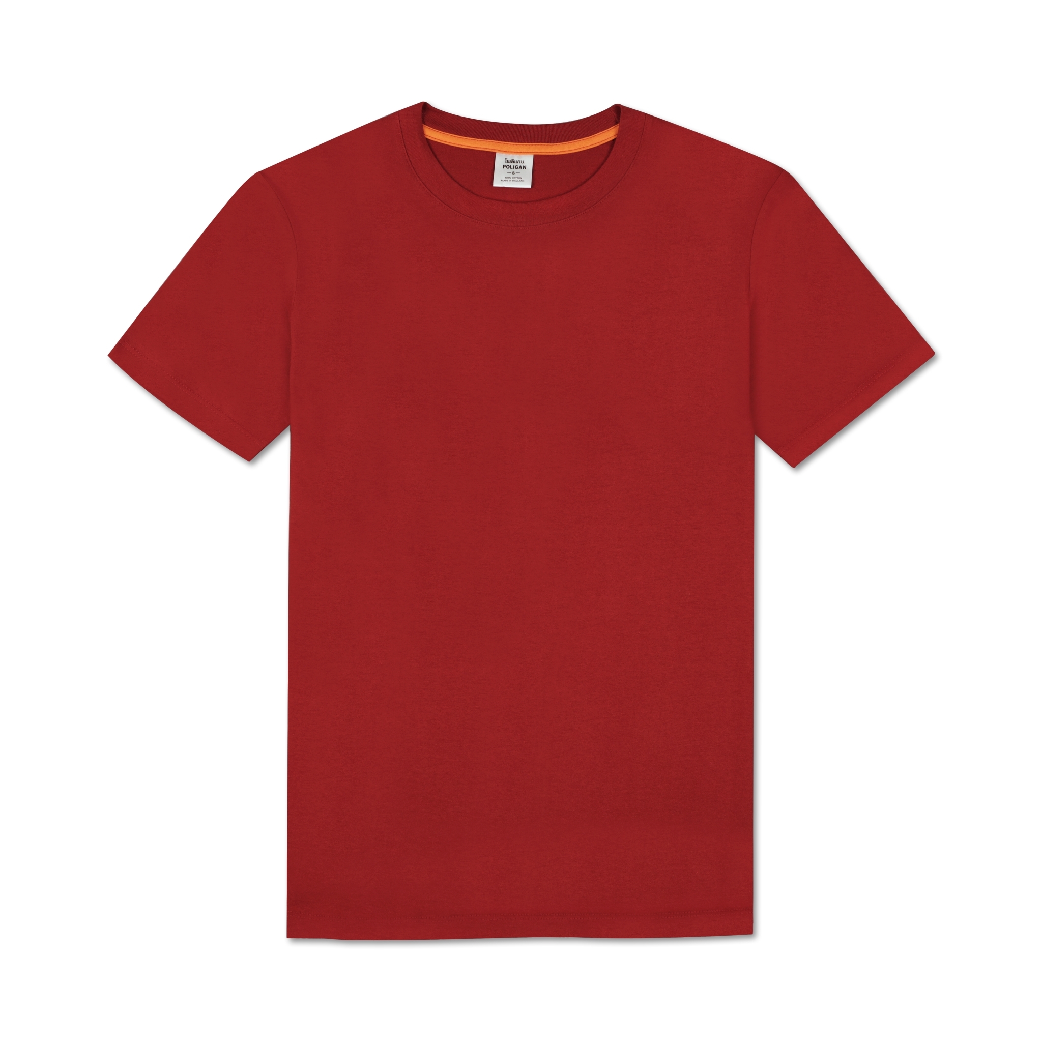 T-Shirt เสื้อยืด คอกลม-คอวี แต่งกุ๊นคอ COTTON100% สีเลือดหมูสด