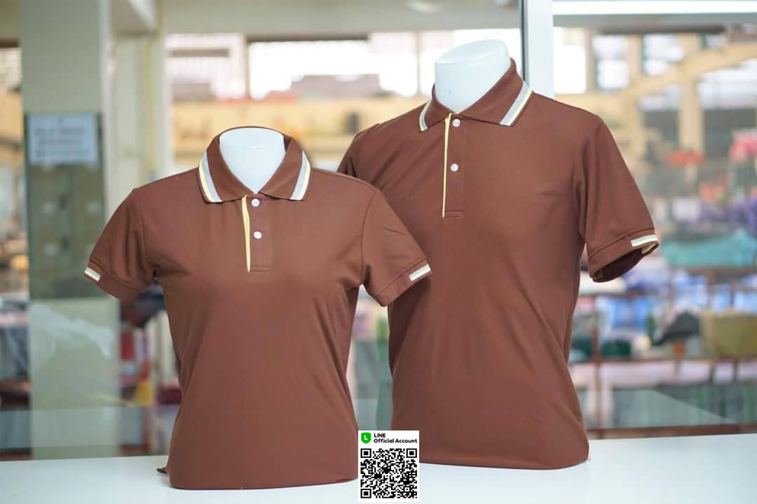 PLEN POLO เสื้อโปโล เสื้อคอปก เสื้อยูนิฟอร์ม น้ำตาลขลิบปก