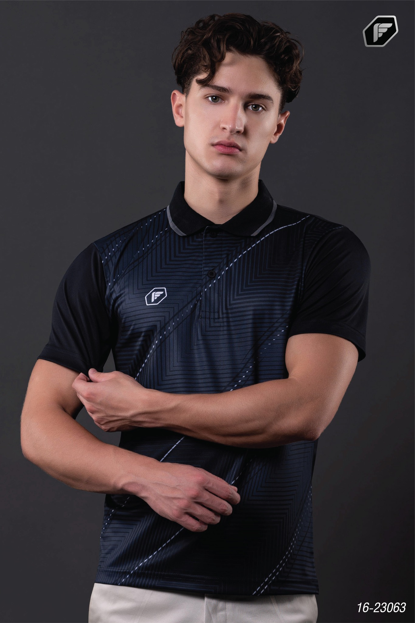 PEGAN POLO SPORT เสื้อโปโล โปโลสปอร์ต พิมพ์ลาย รหัส 16-23063 สีดำ
