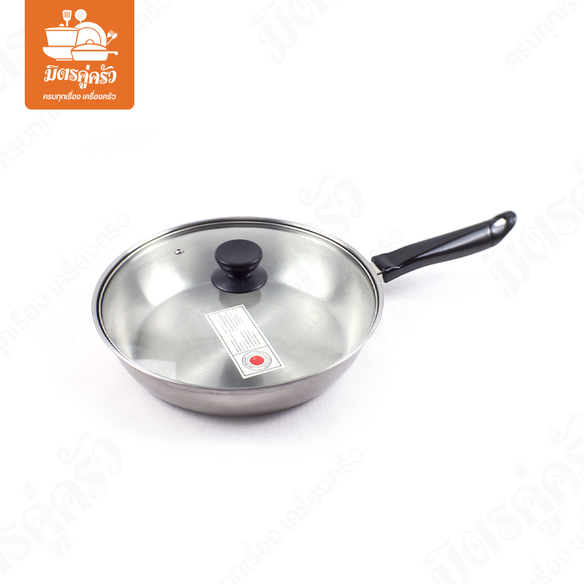 กระทะท้องแบน 26 ซม. พร้อมฝาแก้ว - BC