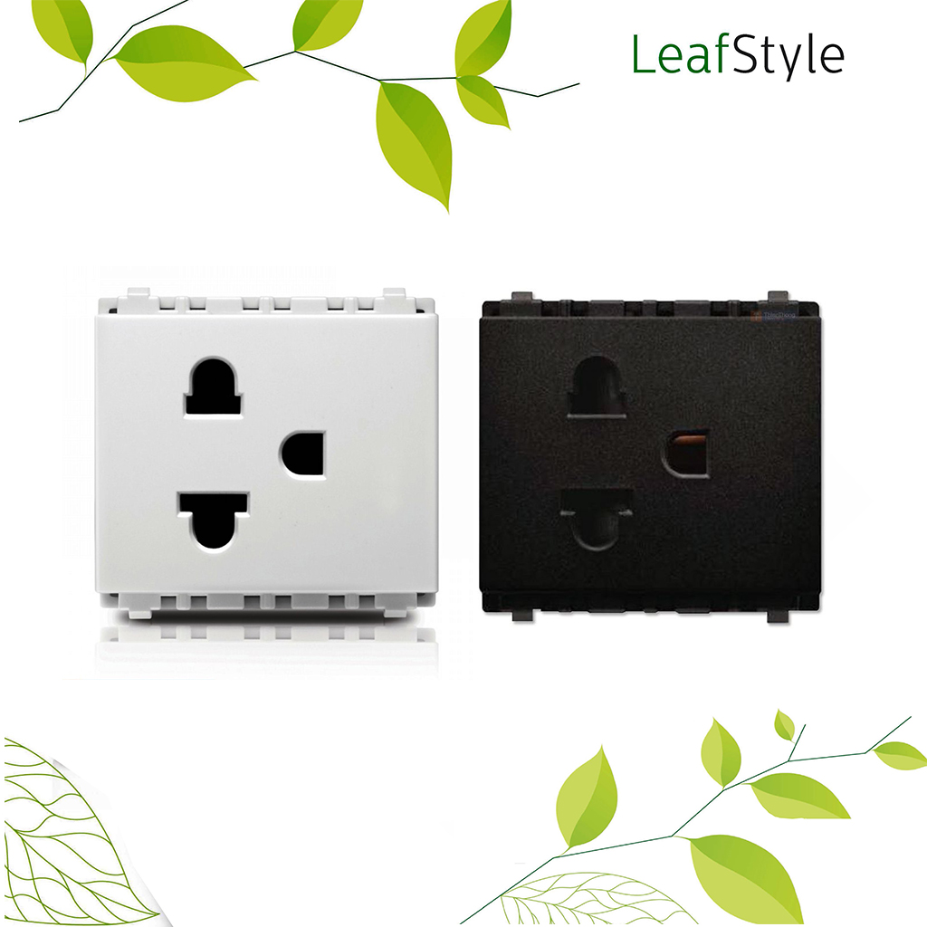 เต้ารับเดี่ยว แบบมีกราวด์ ฟิลิปส์ รุ่นลีฟ LeafStyle Simplex 2P+E US-EU socket PHILIPS