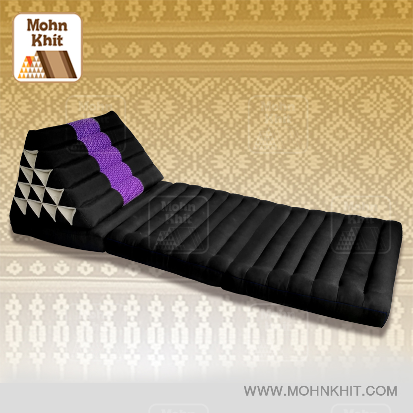 หมอนสามเหลี่ยมตัดต่อแต่งลาย15ช่องติดเบาะ3 พับ //56x180x36cm Tri-angle Cotton kapok 100%Traditional Floor Cushions 15holes with 3part of mattress.