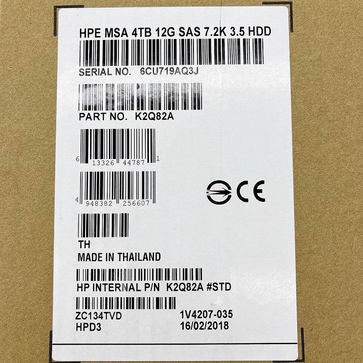 NEW HP K2Q82A, 801557-001 [TorCompTH Thailand ขาย จำหน่าย ราคา] HP MSA2 4TB 12G 7.2K 3.5IN DP 512e SAS HDD