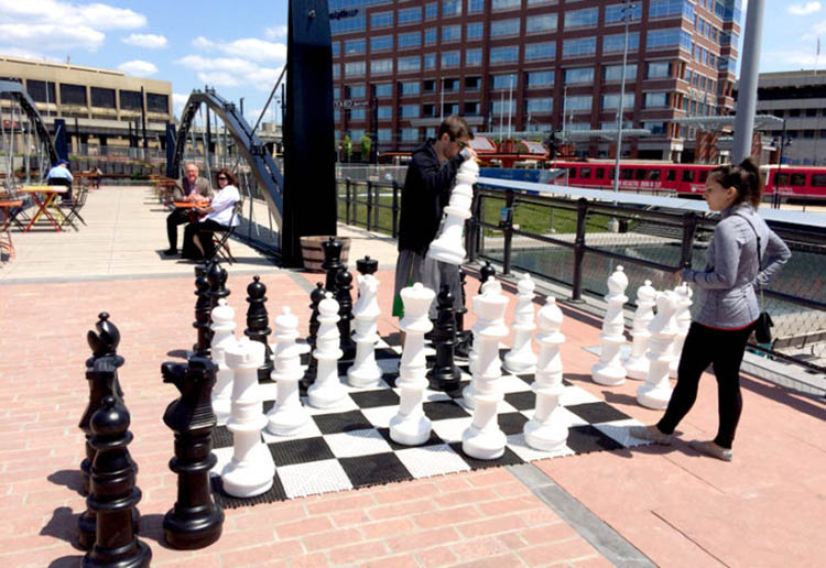 36" Giant Chess Set with Plastic Rubberized Vinyl Board ชุดหมากรุกยักษ์36นิ้ว+กระดานพลาสติกยาง