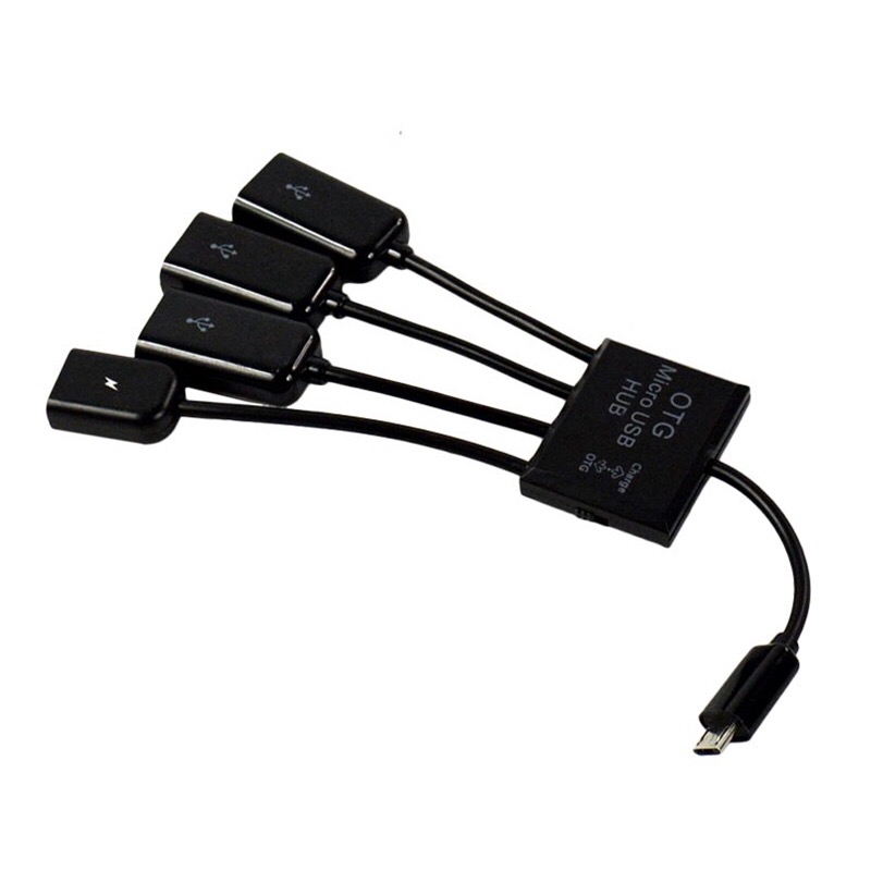 Micro USB Male to 3 USB A 2.0 Female + Micro USB Female 4 in 1 OTG Hub