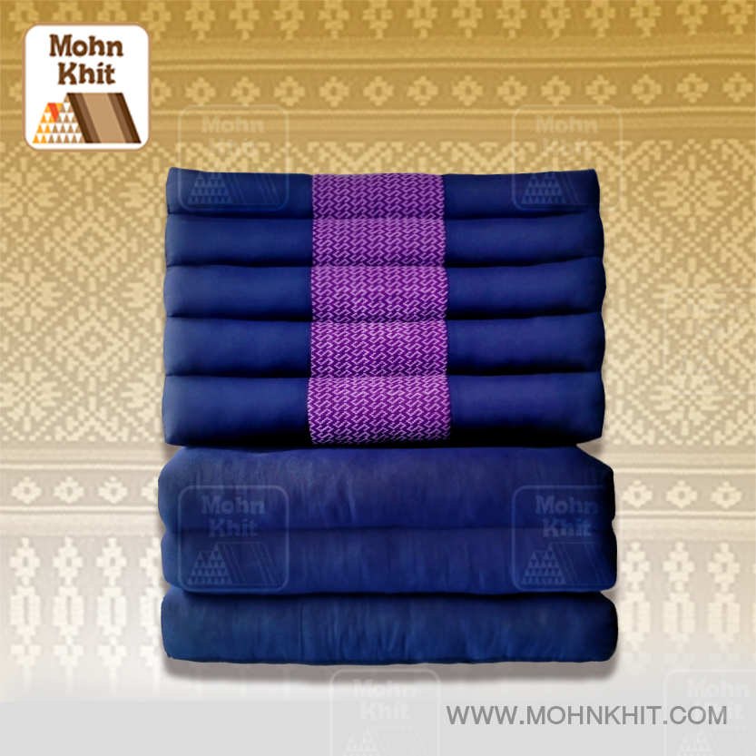 หมอนสามเหลี่ยมตัดต่อแต่งลาย15ช่องติดเบาะ3 พับ //56x180x36cm Tri-angle Cotton kapok 100%Traditional Floor Cushions 15holes with 3part of mattress.