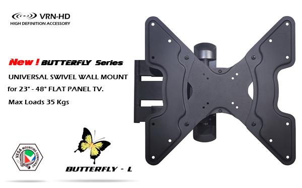 2022 New! Butterfly-L ขาแขวนทีวี 23 - 55 inch LED,LCD TV,Full Motion Single-Arm TV Wall Mount,Max VESA 400x400 mm.,Weight Capacity 35 Kg.