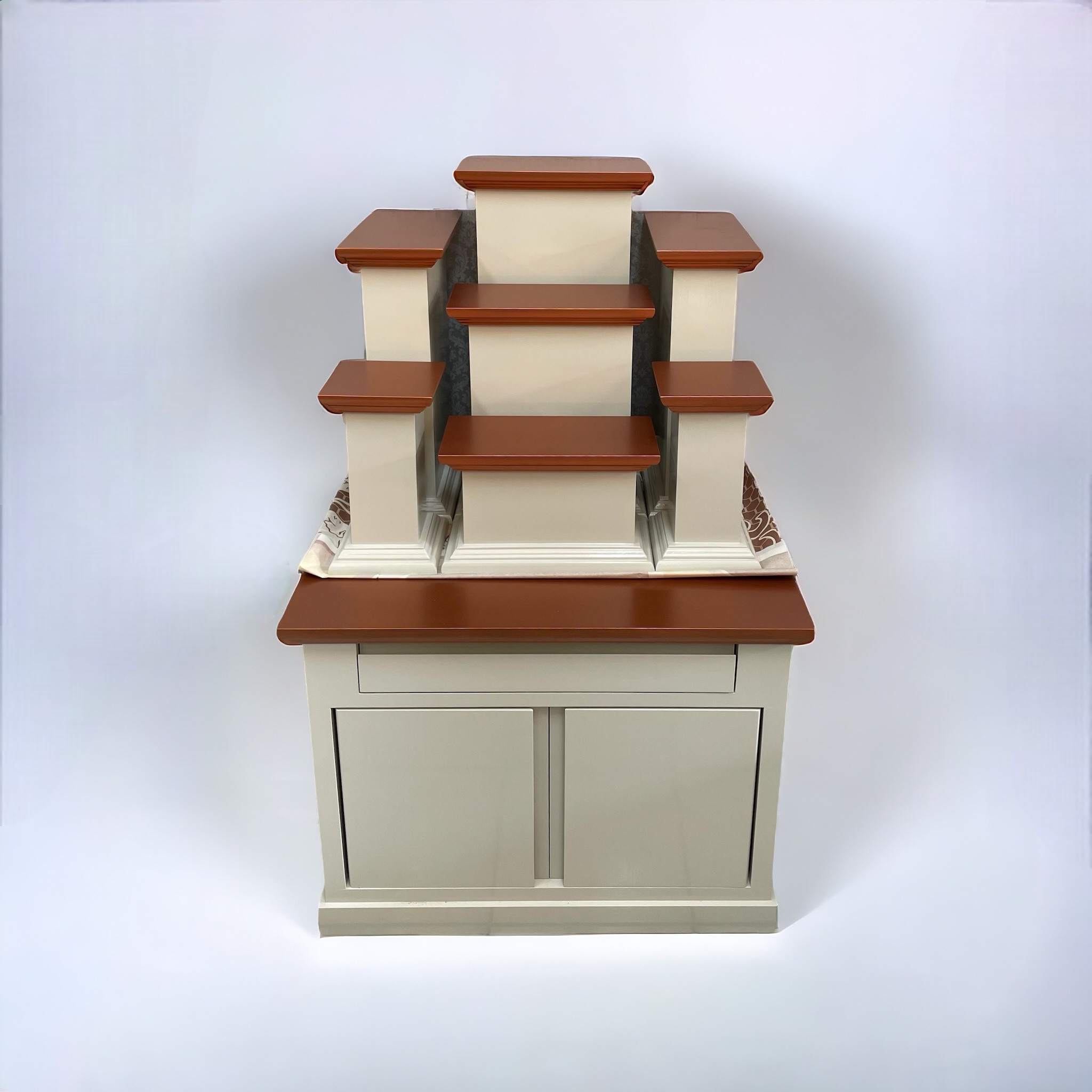 ตู้พระพร้อมแท่นโมเดิร์น หมู่ 7 หน้า 6 สีครีมท็อปพิงค์โกลด์