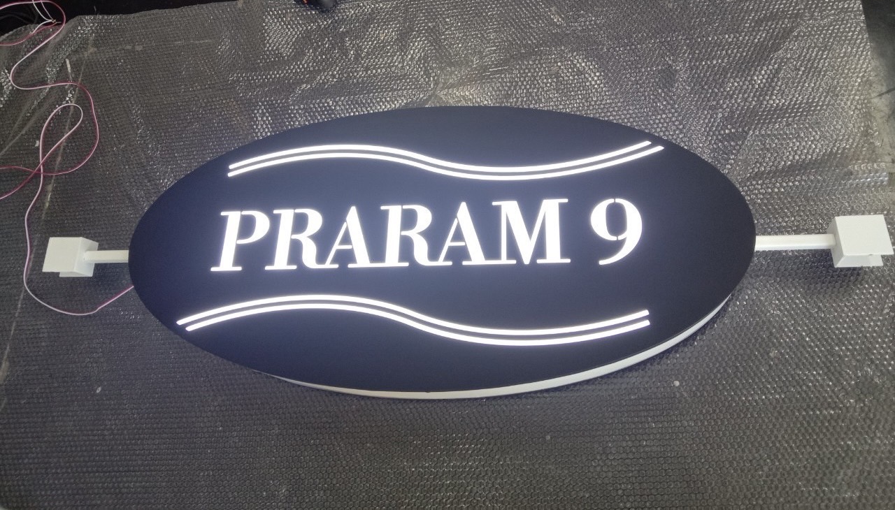 กล่องไฟซิงค์ฉลุไฟออก2ด้าน กล่องไฟติดหน้าร้าน