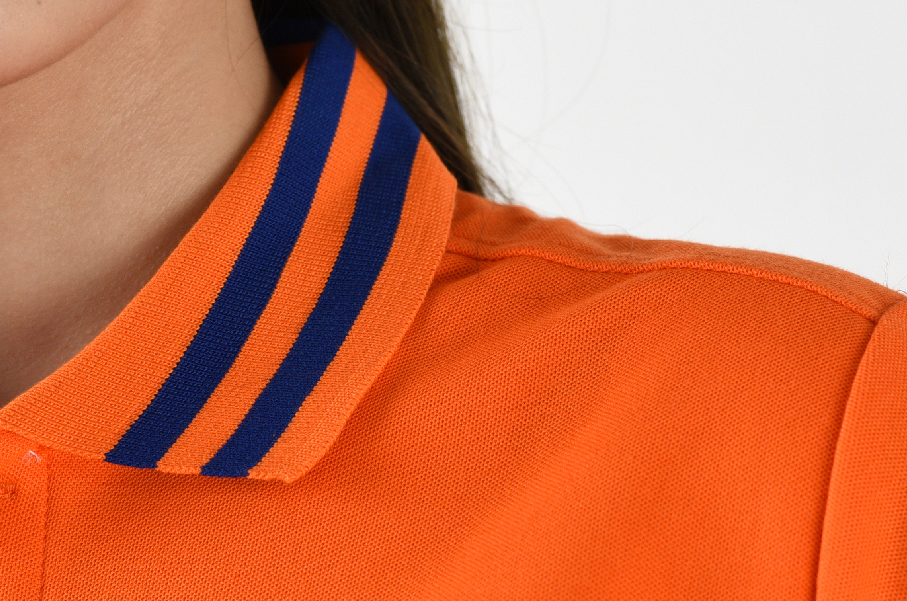 PLEN POLO เสื้อโปโล เสื้อคอปก เสื้อยูนิฟอร์ม ส้มปกน้ำเงิน
